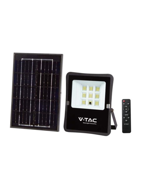 Faro LED 6W con pannello solare e telecomando, cavo 5 metri, nero - V-TAC VT-55050