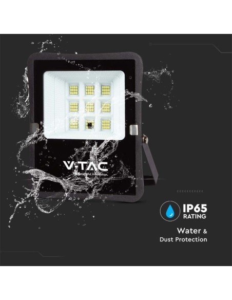 6W LED spotlight with solar panel and remote control, 5m cable, black - V-TAC VT-55050