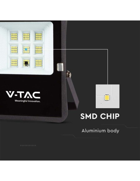 Foco LED de 6W con panel solar y mando a distancia, cable de 5m, negro - V-TAC VT-55050
