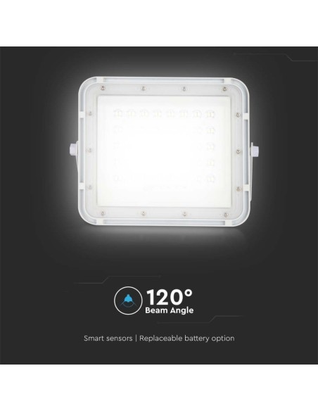 10W LED-Strahler mit Solarpanel und Fernbedienung, austauschbare Batterie, 3 Meter Kabel, weiß - V-TAC VT-80W