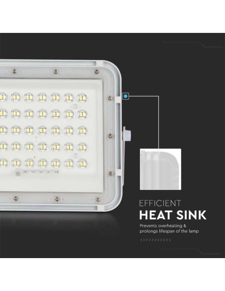 10W LED-spot met zonnepaneel en afstandsbediening, vervangbare batterij, kabel van 3 meter, wit - V-TAC VT-80W