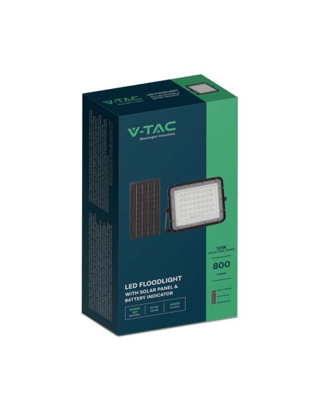 10W LED-Strahler mit Solarpanel und Fernbedienung, austauschbare Batterie, 3 Meter Kabel, schwarz - V-TAC VT-80W