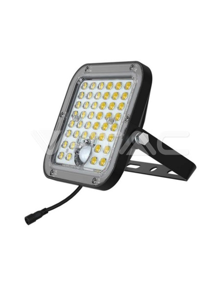 Projecteur LED 10W avec panneau solaire et télécommande, détecteur de mouvement et de crépuscularité, noir - V-TAC VT-411-B
