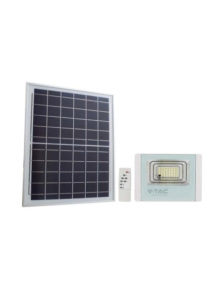 Foco LED de 12W con panel solar y mando a distancia, blanco - V-TAC VT-25W