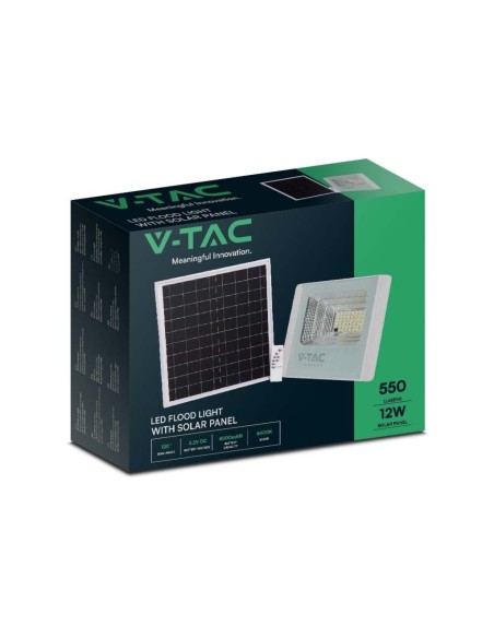 Faro LED 12W con pannello solare e telecomando, bianco - V-TAC VT-25W