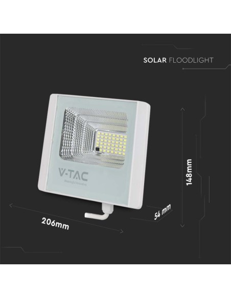 12W LED-Strahler mit Solarpanel und Fernbedienung, weiß - V-TAC VT-25W