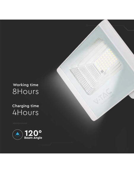 Faro LED 12W con pannello solare e telecomando, bianco - V-TAC VT-25W