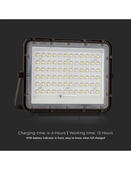 15W LED spotlight with solar panel and remote control, replaceable battery, 3 metre cable, black - V-TAC VT-120W