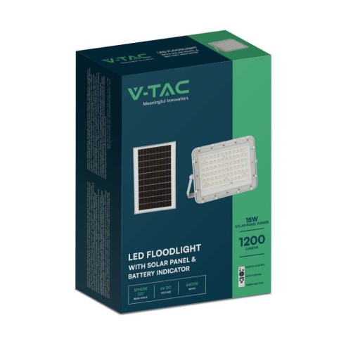 Foco LED de 15W con panel solar y...