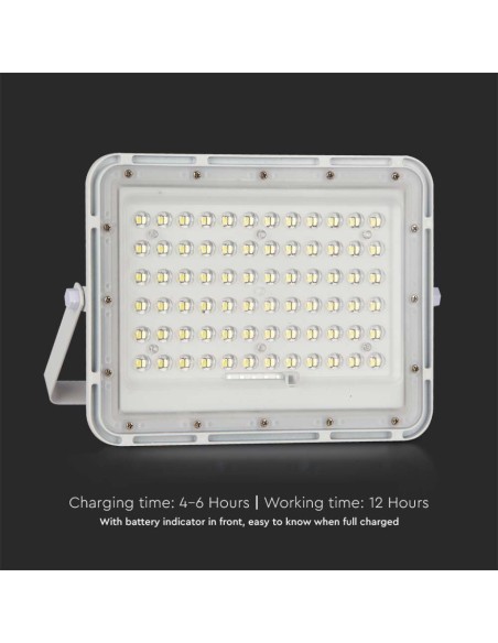 Faro LED 15W con pannello solare e telecomando, batteria sostituibile, cavo 3 metri, bianco - V-TAC VT-120W