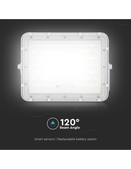 Projecteur LED 15W avec panneau solaire et télécommande, batterie remplaçable, câble de 3 mètres, blanc - V-TAC VT-120W