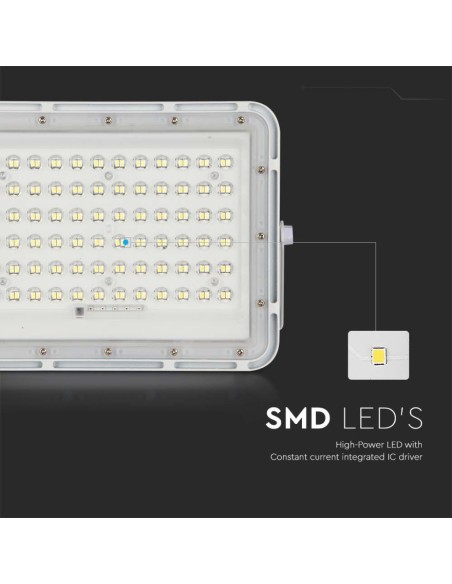 15W LED-spot met zonnepaneel en afstandsbediening, vervangbare batterij, kabel van 3 meter, wit - V-TAC VT-120W
