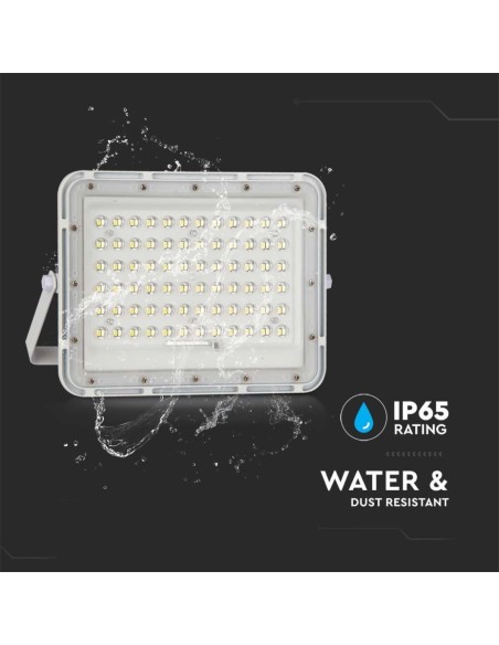 Faro LED 15W con pannello solare e telecomando, batteria sostituibile, cavo 3 metri, bianco - V-TAC VT-120W