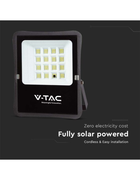 15W LED spotlight with solar panel and remote control, 5m cable, black - V-TAC VT-55200