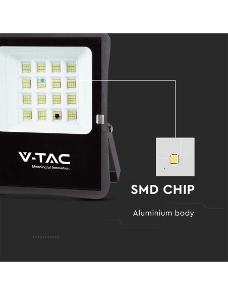 15W LED-spot met zonnepaneel en afstandsbediening, 5m kabel, zwart - V-TAC VT-55200