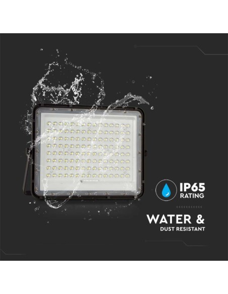 20W LED-spot met zonnepaneel en afstandsbediening, vervangbare batterij, 3 meter kabel, zwart - V-TAC VT-180W