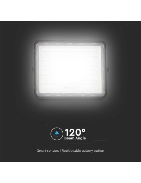 20W LED-Strahler mit Solarpanel und Fernbedienung, austauschbare Batterie, 3 Meter Kabel, schwarz - V-TAC VT-180W