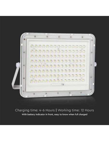 20W LED-spot met zonnepaneel en afstandsbediening, vervangbare batterij, kabel van 3 meter, wit - V-TAC VT-180W