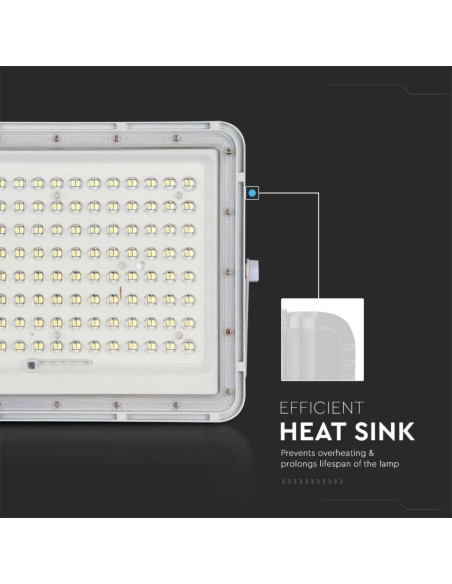 20W LED-spot met zonnepaneel en afstandsbediening, vervangbare batterij, kabel van 3 meter, wit - V-TAC VT-180W