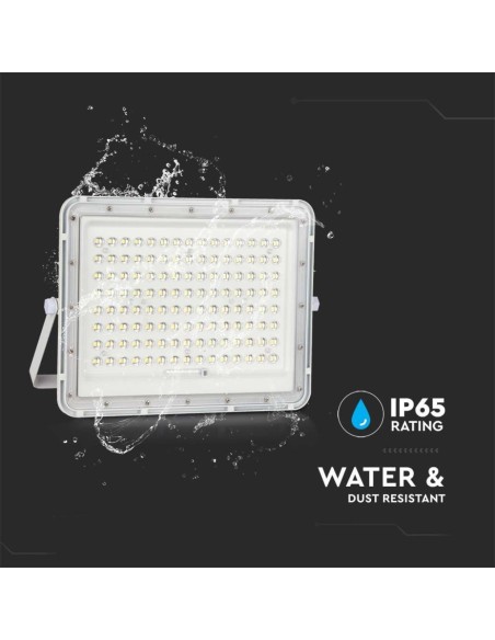 Foco LED de 20W con panel solar y mando a distancia, batería reemplazable, cable de 3 metros, blanco - V-TAC VT-180W