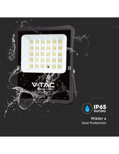 Faro LED 20W con pannello solare e telecomando, cavo 5 metri, nero - V-TAC VT-55300
