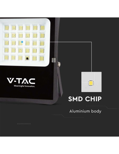 20W LED-Strahler mit Solarpanel und Fernbedienung, 5m Kabel, schwarz - V-TAC VT-55300