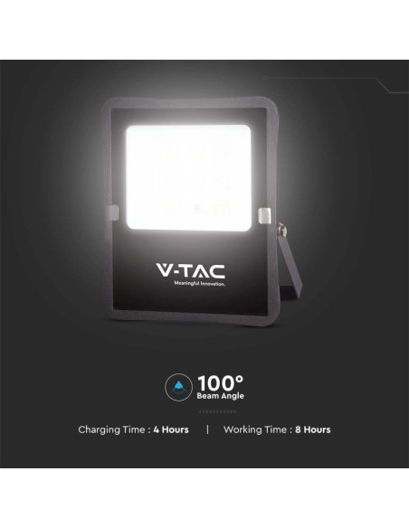 Projecteur LED 20W avec panneau solaire et télécommande, câble de 5m, noir - V-TAC VT-55300
