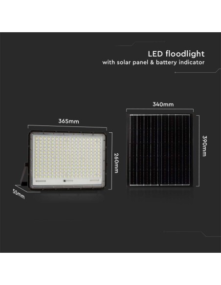Faro LED 30W con pannello solare e telecomando, batteria sostituibile, cavo 3 metri, nero - V-TAC VT-240W