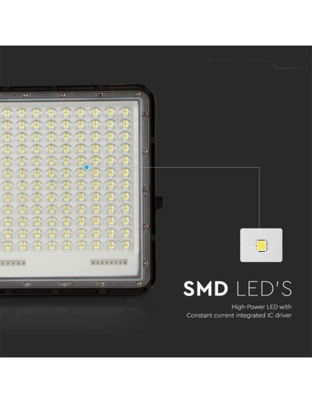 30W LED-spot met zonnepaneel en afstandsbediening, vervangbare batterij, 3 meter kabel, zwart - V-TAC VT-240W