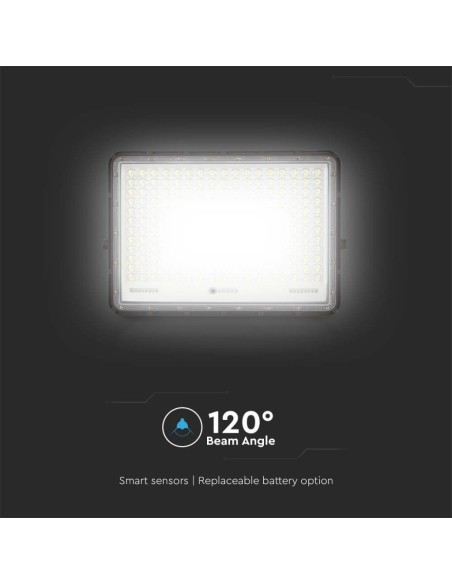 Faro LED 30W con pannello solare e telecomando, batteria sostituibile, cavo 3 metri, nero - V-TAC VT-240W
