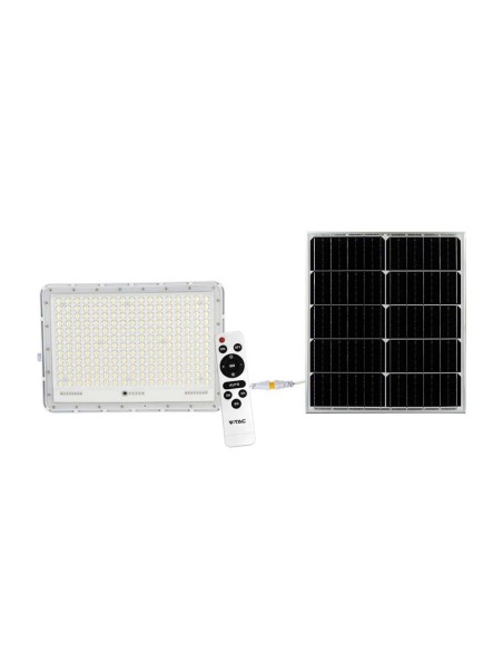 Faro LED 30W con pannello solare e telecomando, batteria sostituibile, cavo 3 metri, bianco - V-TAC VT-240W