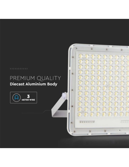 Projecteur LED 30W avec panneau solaire et télécommande, batterie remplaçable, 3m de câble, blanc - V-TAC VT-240W
