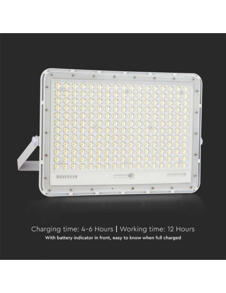 Faro LED 30W con pannello solare e telecomando, batteria sostituibile, cavo 3 metri, bianco - V-TAC VT-240W