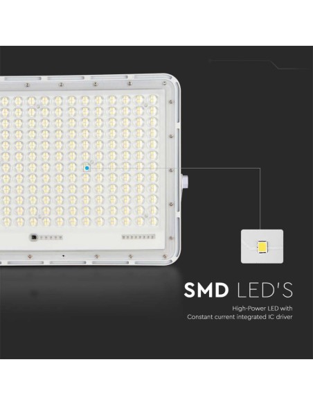 Faro LED 30W con pannello solare e telecomando, batteria sostituibile, cavo 3 metri, bianco - V-TAC VT-240W