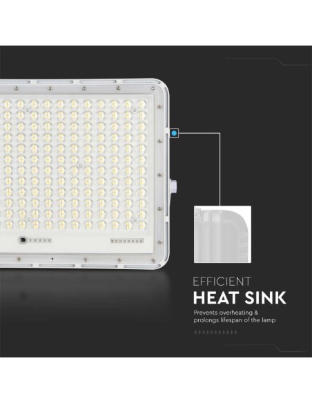 Faro LED 30W con pannello solare e telecomando, batteria sostituibile, cavo 3 metri, bianco - V-TAC VT-240W