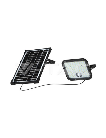 30W LED-spot met zonnepaneel en afstandsbediening, met bewegings- en schemersensor, zwart - V-TAC VT-432-B