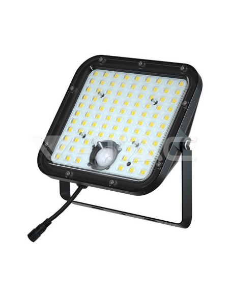 Projecteur LED 30W avec panneau solaire et télécommande, détecteur de mouvement et de crépuscularité, noir - V-TAC VT-432-B