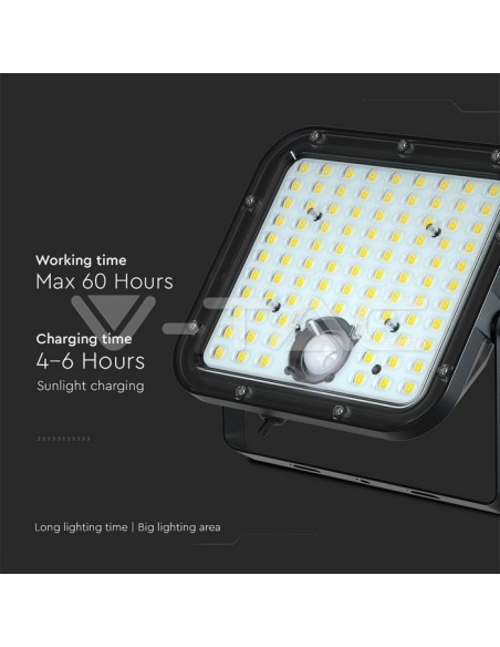30W LED-Strahler mit Solarpanel und Fernbedienung, mit Bewegungs- und Dämmerungssensor, schwarz - V-TAC VT-432-B