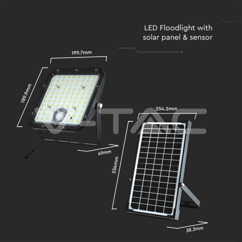 Foco LED de 30W con panel solar y...