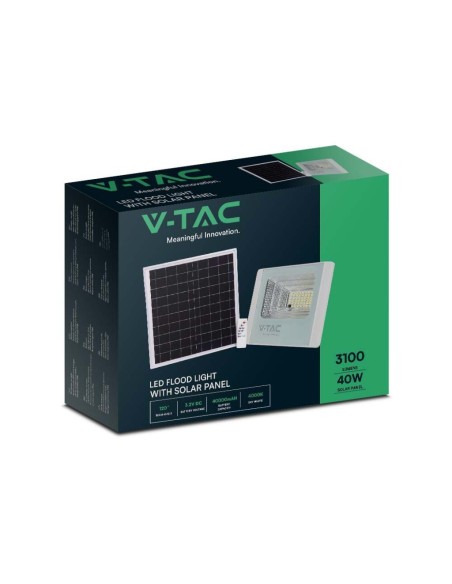40W LED-spot met zonnepaneel en afstandsbediening, wit - V-TAC VT-200W-W