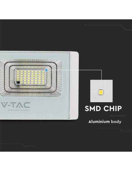 50W LED-spot met zonnepaneel en afstandsbediening, wit - V-TAC VT-300W-W