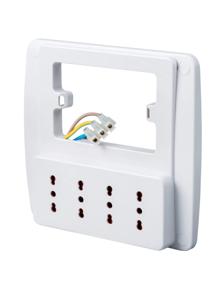 Wandcontactdoos met 4 stopcontacten 10A/16A, wit, serie Emilia Smart - Rosi RS94130