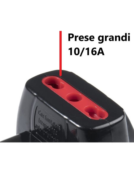 Drievoudige adapter van 10A-stekker naar 3 10A/16A-contactdozen, zwart, serie Emilia Prime - Rosi RS78042T