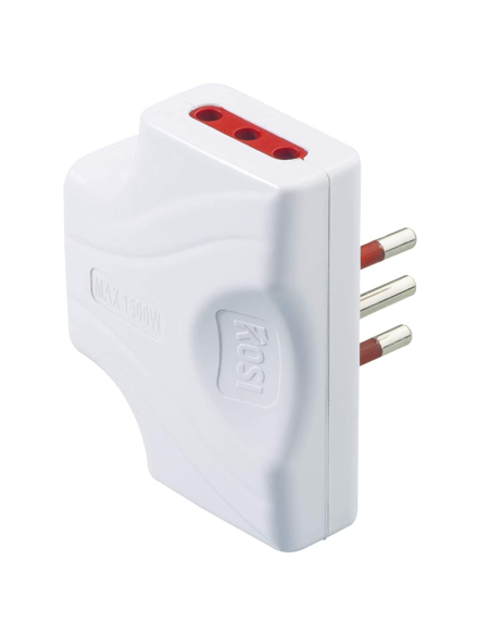 Ultraplatte drievoudige adapter van 10A-stekker naar 3 10A-stopcontacten, wit, serie Emilia Extra-Piatta - Rosi RS78130