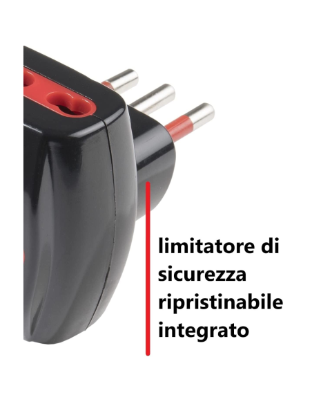 Triple adaptateur de la fiche 10A à 2 prises 10A/16A et 1 prise 16A, noir, série Emilia Prime - Rosi RS78046T