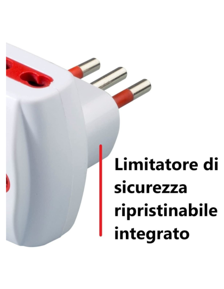 Drievoudige adapter van 10A stekker naar 2 x 10A/16A stopcontact en 1 x 16A schuko stopcontact, wit - Rosi RS78045T