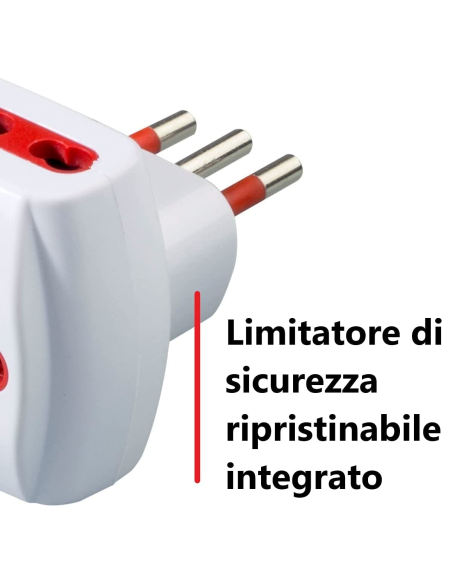 Drievoudige adapter van 10A-stekker naar 3 10A/16A-contactdozen, wit, serie Emilia Prime - Rosi RS78041T
