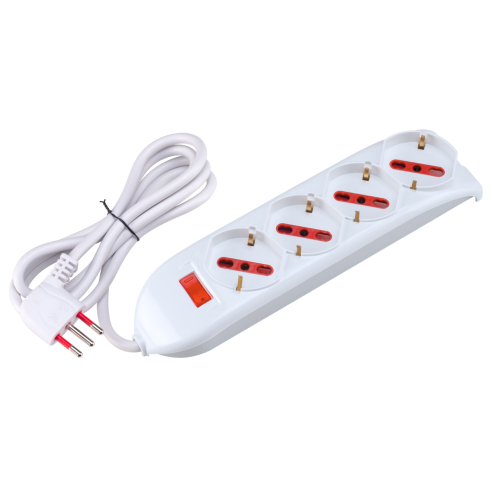 Bloc multiprises, fiche 90° 10A, 4...