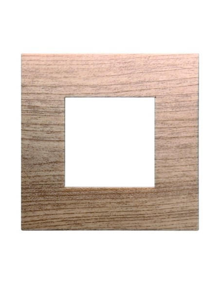 Placa serie Venus, 2 módulos, plástico, madera clara, compatible con la serie Vimar Arkè - Ettroit VA83204