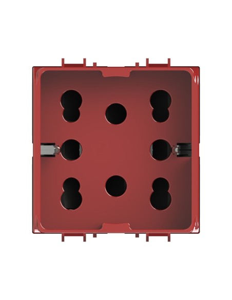 Módulo de toma multiestándar, 10A, 16A y schuko, serie P, rojo, compatible con la serie Gewiss Chorus - 4Box Side 4B.G10R.H21